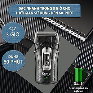 Máy cạo râu mini Kemei KM-T98 công suất mạnh mẽ 5W chống nước IPX5 - Hàng chính hãng