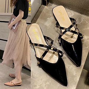 Mua Giày sục nữ thời trang, giày búp bê cao gót nữ mũi nhọn hở gót