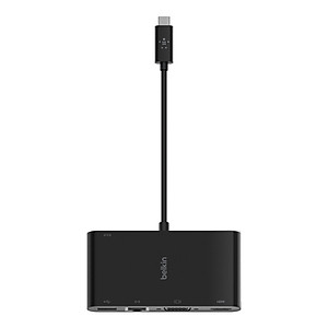 Hub USB Type-C  Belkin chia 5 cổng USB-A 3.0/VGA/HDMI 4K/LAN Ethernet Gigabit/USB-C + Sạc PD 100W - AVC004btBK - Hàng chính hãng