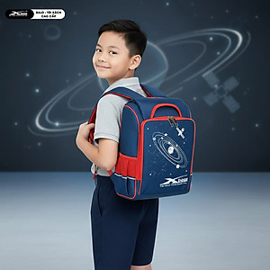 Balo Chống Gù Siêu Nhẹ Cho Bé Tiểu Học Xbags Universe XB3102 Cao Cấp,  Nhiều Ngăn Tiện Dụng, Màu Xanh Phối Đỏ Cá Tính!