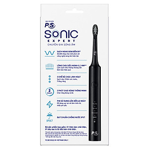 Bộ bàn Chải Điện P/S Sonic Expert Chuyên Gia Sóng Âm - Công Nghệ Sóng Âm, Chải Sạch Mảng Bám Tới 8X - Đen Glowy