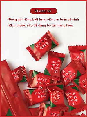 Túi 20 Khăn Giấy Nén Hàn Quốc Cao Cấp Loại Dày 2 Lớp 20*20cm - Hàng Chính Hãng