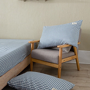 Bộ Ga Gối Cotton Tici Kẻ LIDACO Cao Cấp - Caro Xanh