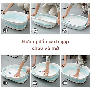 Chậu giặt quần áo silicon gấp gọn (thau giặt quần áo) có lỗ thoát nước Cao Cấp Chính Hãng