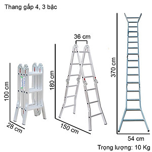 Thang Nhôm Gấp 4 Khúc Nikita NKT-A34 Chân Choãi - Hàng Chính Hãng - Công Nghệ Nhật Bản - Tiêu Chuẩn Châu Âu - 