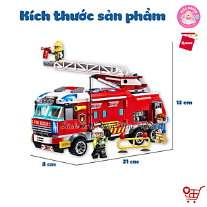 Đồ chơi lắp ráp xếp hình cứu hỏa Qman 2807 – Ô TÔ CỨU HỎA (366 mảnh ghép) dành cho bé trai trên 6 tuổi