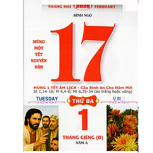 Lịch công giáo thiên chúa có các ngày lễ và lời chúa từng trang có kèm ốc vít kích thước dài 20.5cm ngang 14.5cm Bính Ngọ 2026