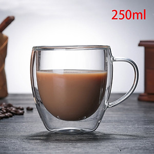 Mẫu ly thủy tinh 2 lớp nhiều dung tích uống trà uống cà phê