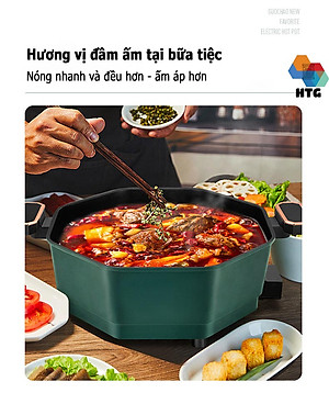 Nồi lẩu điện Weishi SDO-010, dung tích lớn 6 Lít sử dụng gia đình 6-8 người, thiết kế bát giác thế hệ mới chống tràn nồi, hàng chính hãng