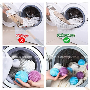 COMBO 3 Bóng Giặt Silicon Cầu Gai Chống Nhăn Quần Áo Quả Banh To 5.5CM Hamart Giặt Sạch Vượt Trội