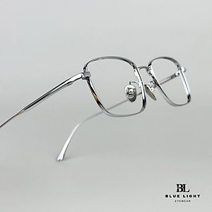 Gọng Kính Cận Giả Cận Nam Nữ Cao Cấp Titanium BLUE LIGHT, Mắt Chữ Nhật Nhỏ Dày Dặn, Nhẹ Dẻo Bạc, Đen