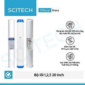 Bộ lõi số 1,2,3 20 inch by Scitech (Lõi PP-UDF-CTO) - Dùng cho máy lọc nước RO, bộ lọc thô - Hàng chính hãng
