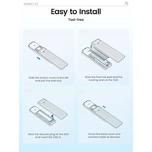 Box NVME Orico PDDM2C3-G2 hỗ trợ m2 NVME PCIe Gen3x4 / Gen4x4 Type C tốc độ 10Gbps – Hàng Chính Hãng