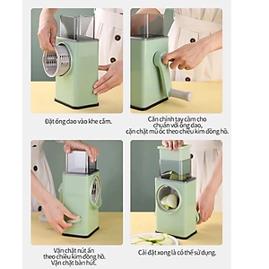 Máy Bào Sợi Thái Lát Rau Củ Xoay Tay, Kèm 6 Lưỡi Dao Cắt 4IN1, Dụng Cụ Thái Lát Rau Củ Quả Đa Năng- HÀNG CHÍNH HÃNG MINIIN