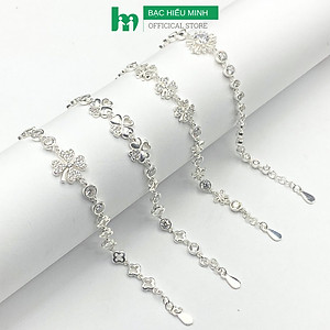 Vòng Tay Lắc Tay Nữ Bạc Ta Cỏ 4 Lá Đính Đá BẠC HIỂU MINH LTU614