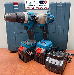 Bộ Combo 2 Máy Khoan Gồm Máy Khoan Pin Và Máy Chuyên Vít 199V 2 Pin 15 Cell (Tặng Kèm Hộp Đựng) - Bảo Hành 1 Năm