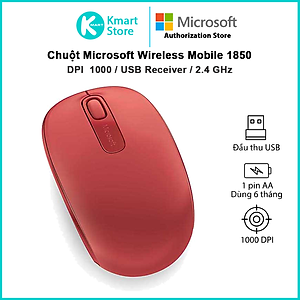 Chuột Không Dây Microsoft 1850 Receiver USB - Hàng Chính Hãng