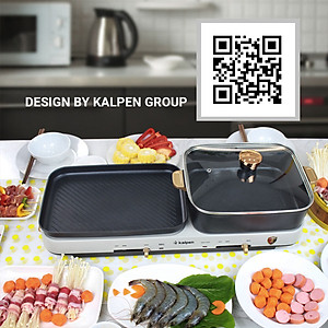Nồi lẩu nướng đa năng cao cấp Kalpen PP99, công suất 2200W, bếp hai vùng nấu điều khiển độc lập tiện lợi - Hàng chính hãng