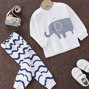 Bộ dài tay bé trai, bé gái Easy Baby, bộ ngủ bé trai, bé gái chất vải cotton từ 7-20kg (ASS-422)