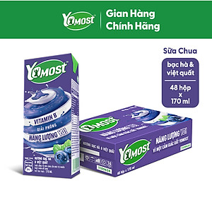 Thùng 48 Hộp Sữa Chua Lên Men Tự Nhiên Yomost Bạc Hà - Việt Quất (170ml/Hộp)
