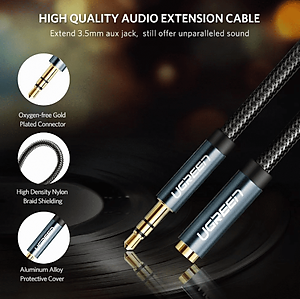 Dây nối dài dây loa 3,5mm (Cáp AV nối dài 1 đầu đực 1 đàu cái) mạ vàng Chính Hãng Ugreen - Từ 1,5m đến 5m