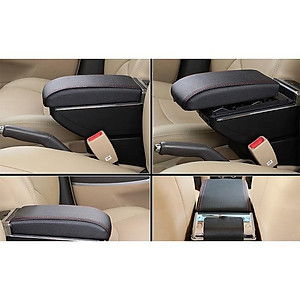 Hộp tì tay dành cho Hyundai Grand i10 nhựa bọc da cắm cốc 7 cổng usb