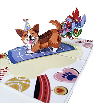 Thiệp 3D Pop Up Chó Corgi Sinh Nhật – Thiệp Chúc Mừng Sinh Nhật Hài Hước, Đáng Yêu, B29
