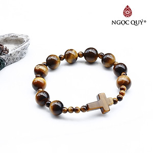 Vòng chuỗi mân côi đá thạch anh mắt hổ mệnh thổ,kim - Ngọc Quý Gemstones