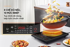 Bếp từ đơn Sunhouse SHD6154 - Công suất 2000W - 8 chế độ nấu - 10 mức nhiệt - Chế độ hẹn giờ - Bảo hành 12 tháng, Tặng kèm nồi lẩu - Hàng chính hãng