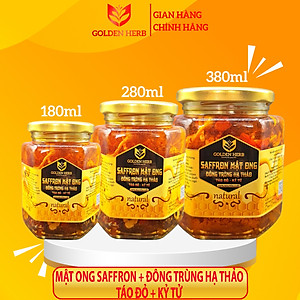 Mật Ong Saffron Đông Trùng Hạ Thảo Táo đỏ Kỷ tử 180ml/lọ Golden Herb