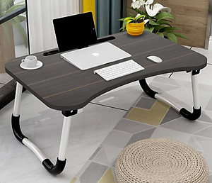 Bàn học nhựa chân thép gấp gọn thông minh có khe cắm ipad, điện thoại tặng dụng cụ lấy ráy tai có đèn