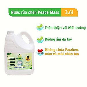 Nước rửa chén Peace Mass can 3.6l công nghệ enzym - sạch chén bát, không đọng mùi , không khô da, an toàn cho da nhạy cảm