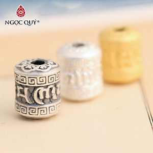 Charm bạc hình trụ lục tự minh chú - Ngọc Quý Gemstones