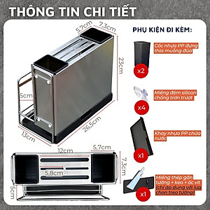 Kệ inox 304 DandiHome đựng dao thớt, đũa đa năng trong nhà bếp