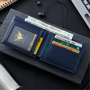 Bóp nam da bò - Ví da Nappa cao cấp tặng kèm hộp và túi sang trọng - Alpha 001