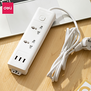 Ổ Cắm Điện Đa Năng Kèm Cổng USB Có Công Tắc Chống Giật Chống Cháy Chất Lượng Cao Deli - Hàng Chính Hãng - ET407 408