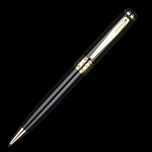 Bút Viết Bi Vỏ Kim Loại Sơn Đen Bóng Điểm Nhấn Mạ Vàng Baoer BP-68