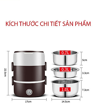Hộp cơm cắm điện Tiện lợi có lõi hâm nóng thức ăn nhanh cho dân văn phòng, dân phượt KitAcoom, hàng nhập khẩu chính hãng cao cấp 