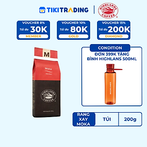 [ ĐƠN 399K TẶNG PHIN PHA CÀ PHÊ HIGHLANDS] Cà phê Rang xay Moka Highlands Coffee 200g