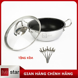 Nồi inox chống dính cao cấp Fivestar nắp kính inox 430 , tặng 5 muỗng ăn 18cm | 20cm | 22cm | 24cm | 26cm | 28cm