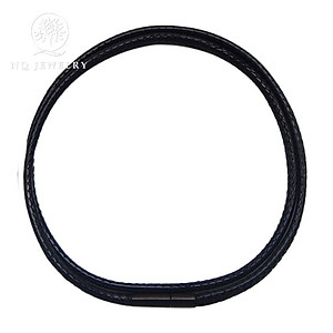 Dây da dây chuyền đeo cổ khóa inox đen cao cấp -  Ngọc Quý Gemstones