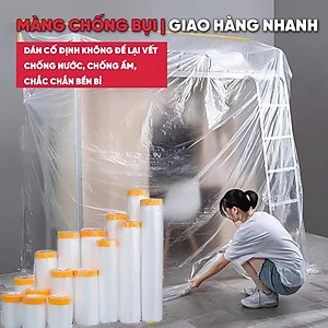 3.2m*12m Màng PE Bọc Nội Thất Chống Bụi Chống Nước Khi Thi Công MÀU TRẮNG TRONG