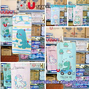 Chiếu Điều Hòa Cao Su Non UNMEI Họa Tiết 5D Kèm Gối Cho Bé Yêu Hàng Loại Đẹp (KT 60x120cm)