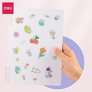Sổ Tay Lò Xo Gáy Xoắn Kẻ Ngang 100 Trang A5/B5 Bìa Nhựa Có Kèm Sticker Trang Trí Deli - Phù Hợp Làm Sổ Kế Hoạch Planner, Nhật Kí, Tập Vở Ghi Chép Bullet Journal - 24507 24508 EN206 24505 24506