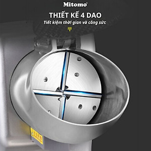 Máy xay đá tuyết, Máy bào đá 8 lưỡi, 2 nắp cao cấp Mitomo MBD-600 MAX- Hàng chính hãng