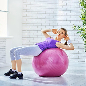 Bóng Tập Yoga 65Cm Cao Cấp Chống Nổ (Dày 2mm) - Tặng Kèm Bơm – Kim Bơm Bóng Dự Phòng - Chính Hãng Amalife