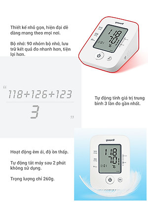Máy đo huyết áp điện tử bắp tay chính hãng YUWELL YE660D [Nhập khẩu chính hãng - Bảo hành 5 năm]