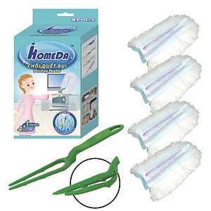Chổi quét bụi chăm sóc ô tô tĩnh điện Ihomeda ( 1 cán + 4 bông lau)