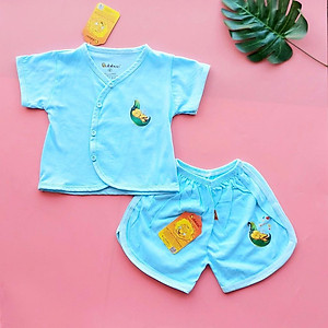 Bộ sơ sinh cotton tay ngắn cài lệch nhiều màu cho bé