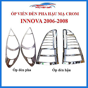 Ốp viền đèn pha hậu Innova 2006-2007-2008 mạ crom trang trí làm đẹp xe